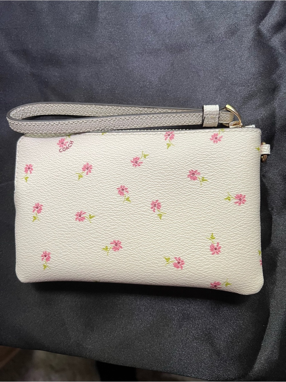 Coach Cream Floral Wristlet with Pink Blossoms - Picture 2 of 3